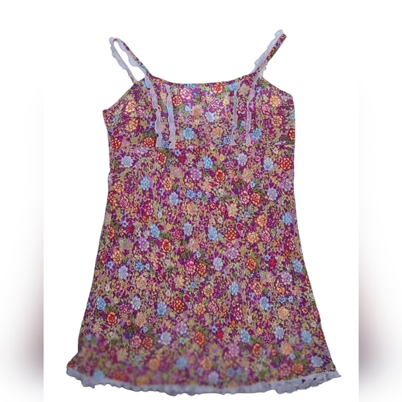 Natori Josie Pink Floral Print Sheer Babydoll Lace Mini Chemise Nightgown Size M - Picture 11 of 12